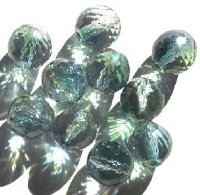 10 14mm Faceted Rich Cut Crystal & Sea Green